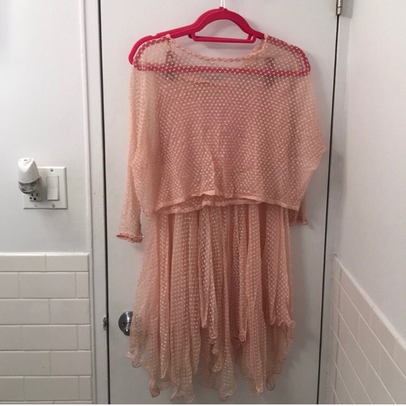 Free People Dresses & Skirts - Two Piece Pink Sheer Evening Dress